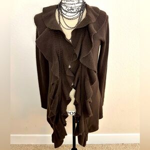 Saks Fifth Avenue Cashmere ’ Cardigan w/ Double Ruffle Detail
